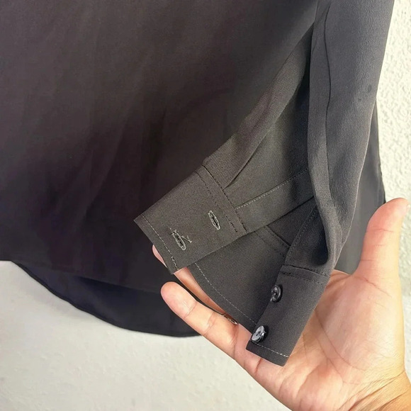 Vince Split V-Neck Silk Popover Long sleeve Silk Blouse Tunic Top size 6 - Picture 5 of 9